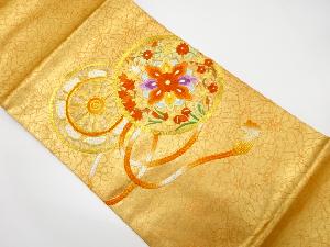 鏡裏に草花模様刺繍名古屋帯